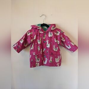 Adorable Toddler Pink Llama Hatley Rain Jacket Size 12-18M
